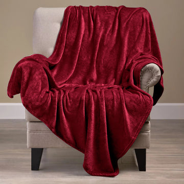 Shaggy Blanket solid pattern burgundy