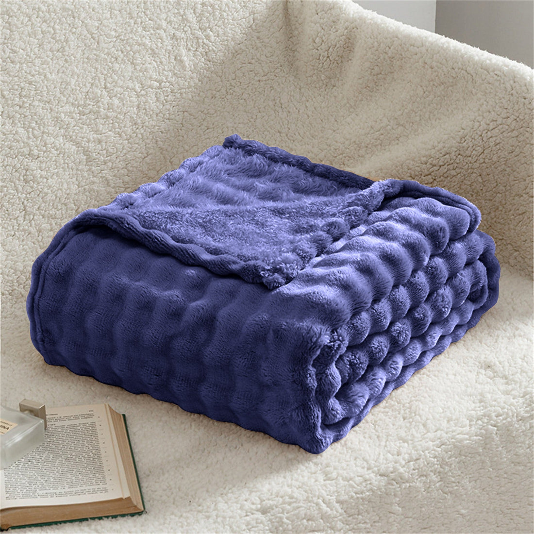 Blanket Bubble Fuzzy Super Soft Fur-Gradient Blue