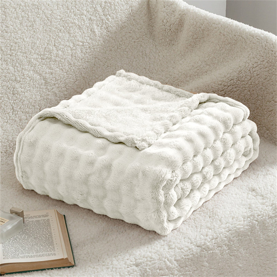 Blanket Bubble Fuzzy Super Soft Fur-OFF White