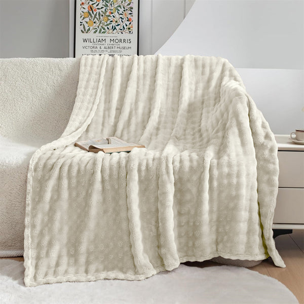 Ac Blanket Bubble Fuzzy Super Soft Fur-OFF White
