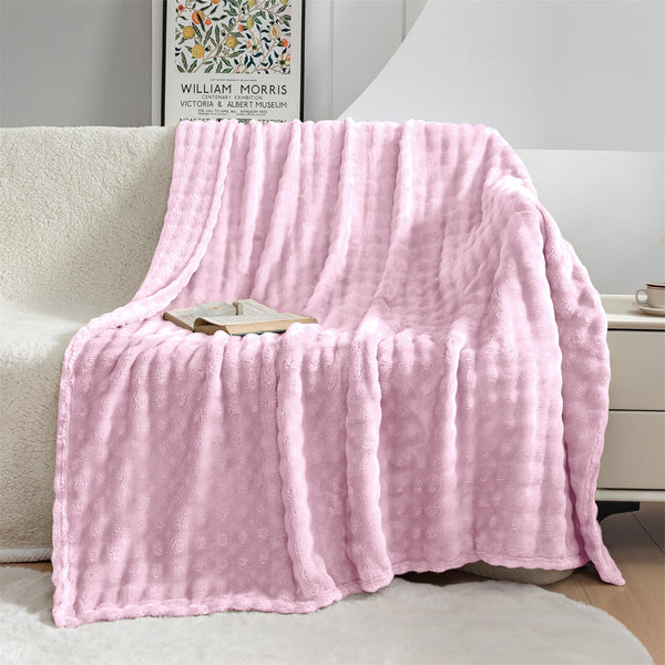 Ac Blanket Bubble Fuzzy Super Soft Fur-Blush