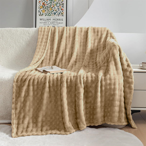 Ac Blanket Bubble Fuzzy Super Soft Fur-Beige