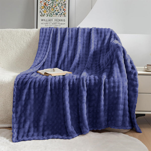 Ac Blanket Bubble Fuzzy Super Soft Fur-Gradient Blue
