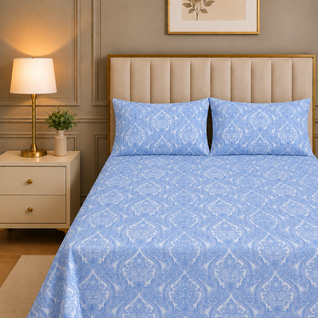 Cotton Percale BedSheet Paisely 02
