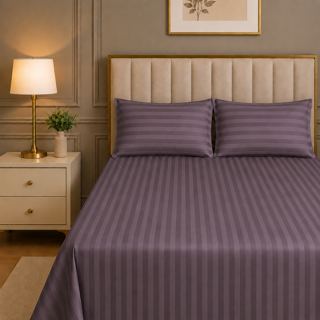 300TC SATEEN STRIP BEDSHEET