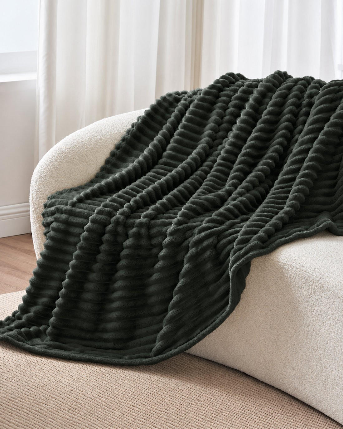 Ribbed Fleece Throw Blanket