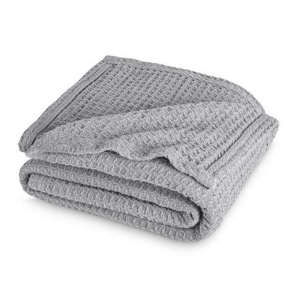 Cotton Waffle Blanket Light Grey