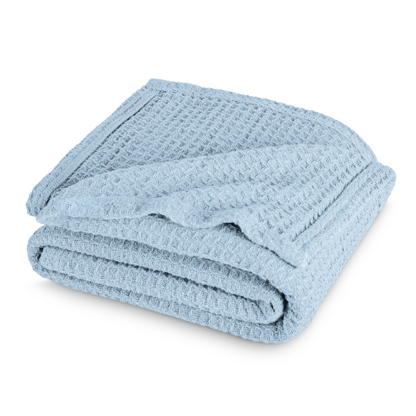 Cotton Waffle Blanket Light Blue