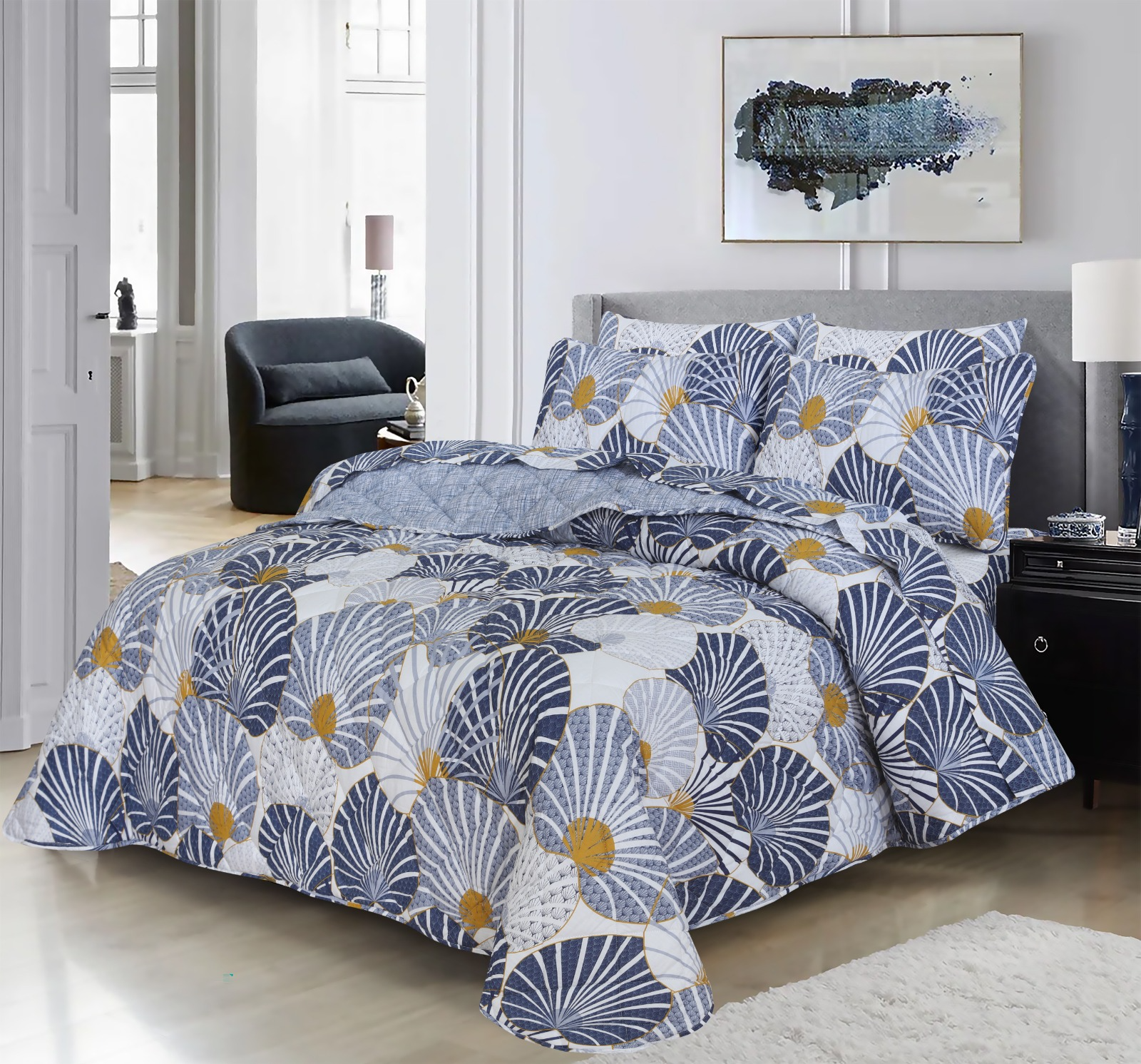 Quilted Winter Comforter 6 Pcs Set Design-15