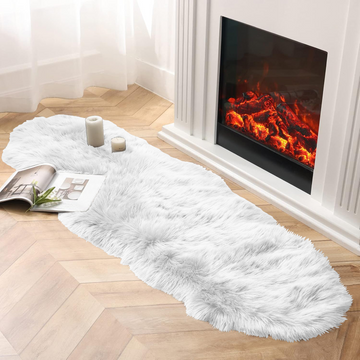 White Furry Rug 150x60cm