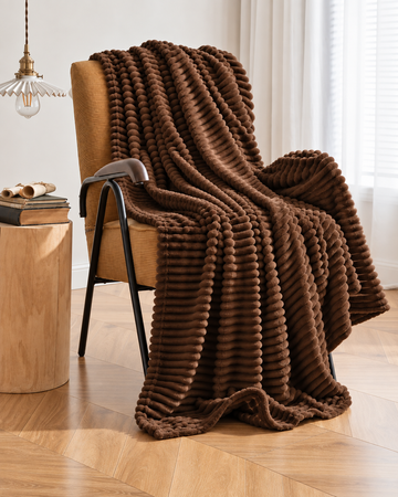 Ribbed Fleece Throw Blanket