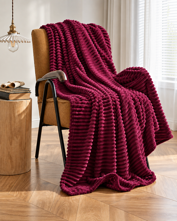 Ribbed Fleece Throw Blanket
