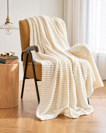 Ribbed Fleece Throw Blanket