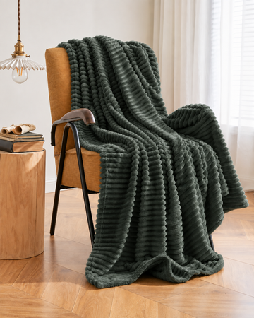 Ribbed Fleece Throw Blanket