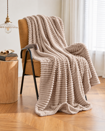 Ribbed Fleece Throw Blanket
