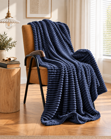 Ribbed Fleece Throw Blanket