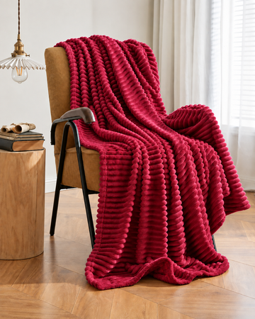 Ribbed Fleece Throw Blanket