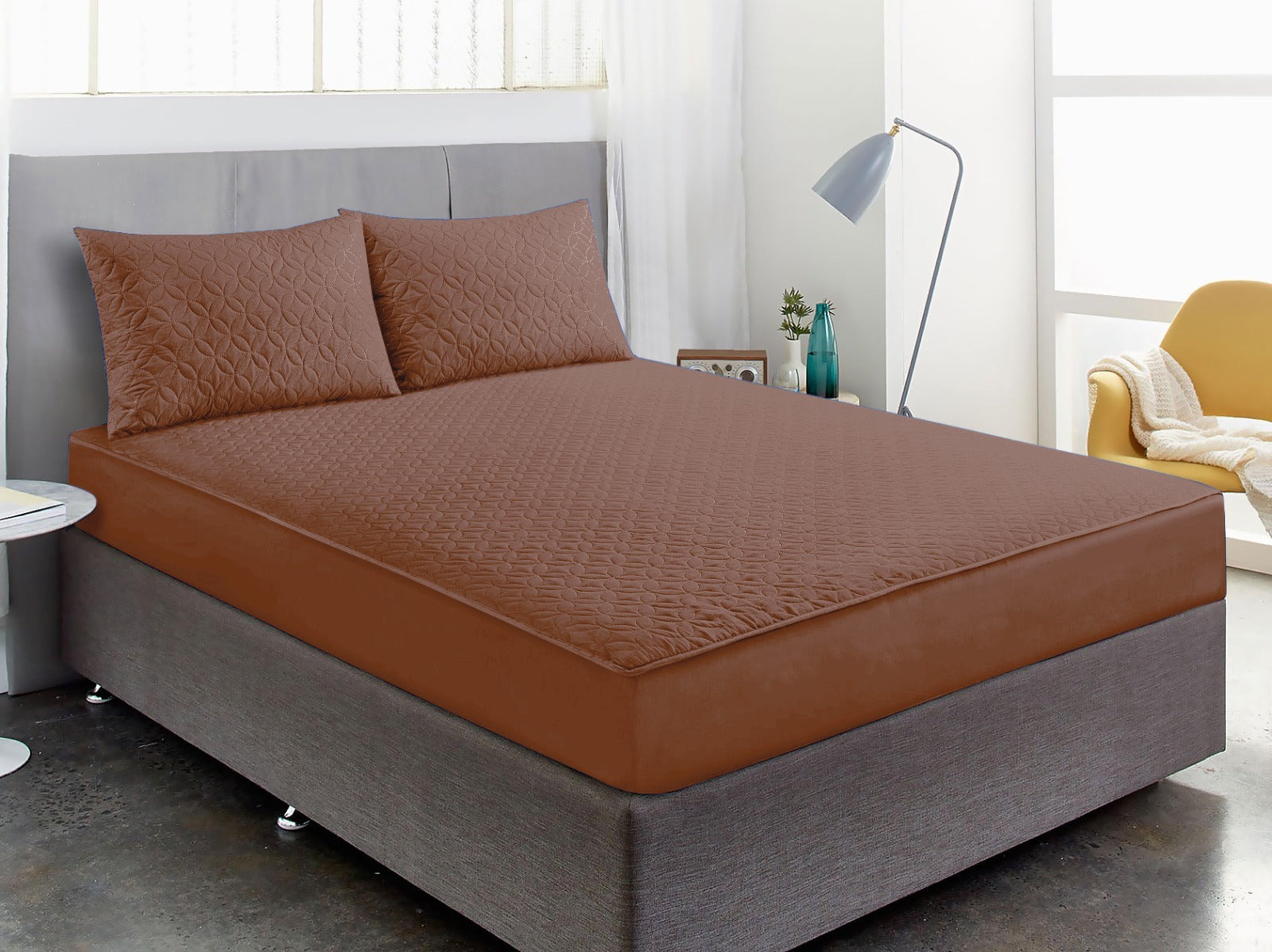Quilted Waterproof Mattress Protector-with Pillow 12