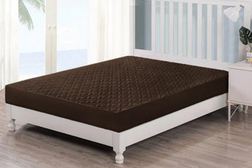 Quilted  Waterproof Mattress Protector-BROWN