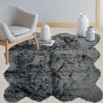 Charcoal Furry Rug 180x180cm