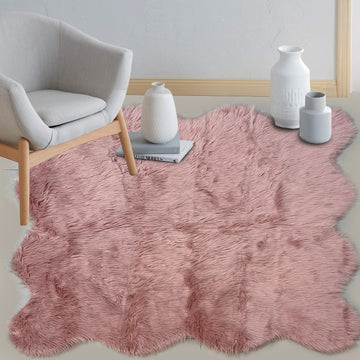 Baby Pink Furry Rug 180x180 cm