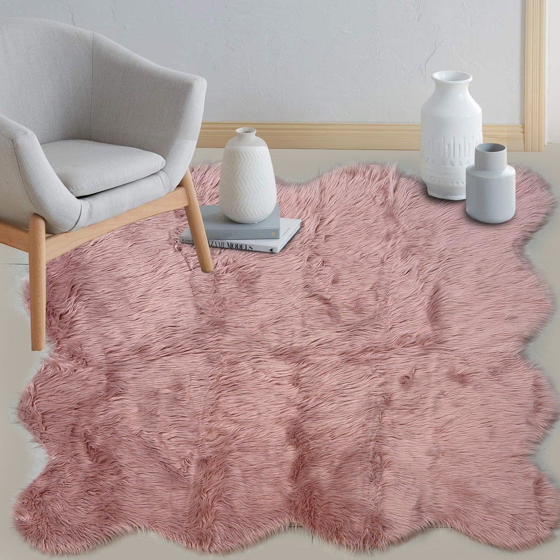 Baby Pink Furry Rug 180x180 cm