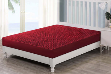 Quilted  Waterproof Mattress Protector-Burgundy