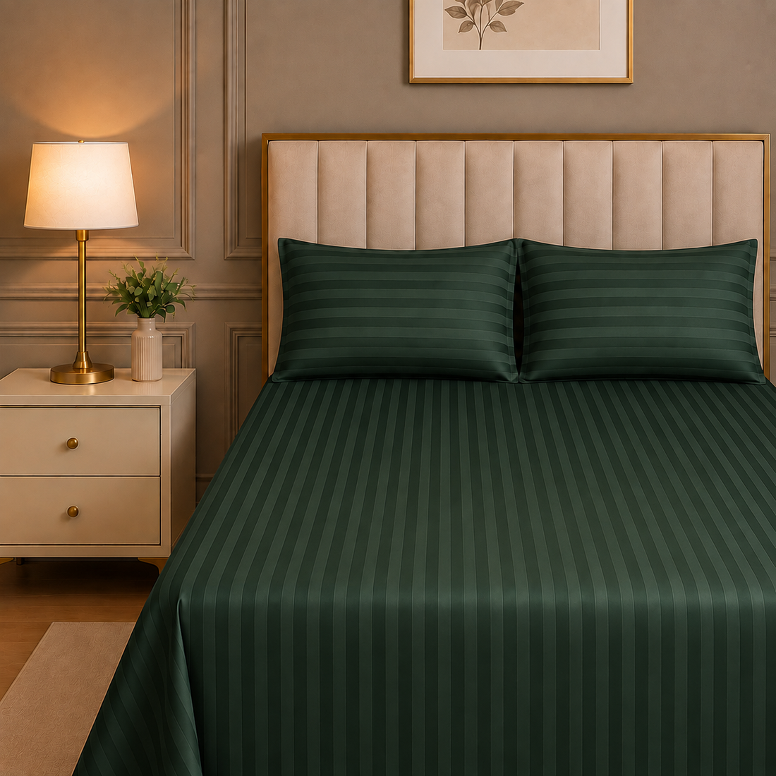 300TC SATEEN STRIP BEDSHEET