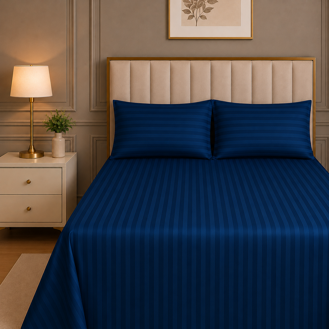 300TC SATEEN STRIP BEDSHEET