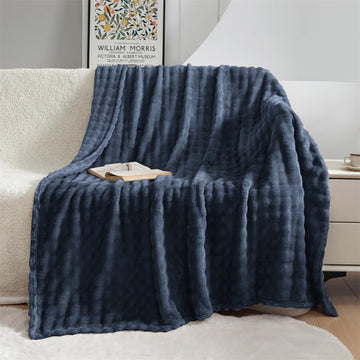 Blanket Bubble Fuzzy Super Soft Fur-Charcoal Grey