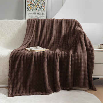 Blanket Bubble Fuzzy Super Soft Fur-Dark Brown