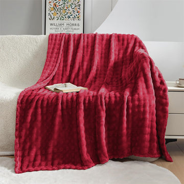 Blanket Bubble Fuzzy Super Soft Fur-Burgundy