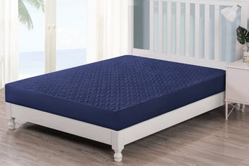 Quilted  Waterproof Mattress Protector-Navy Blue