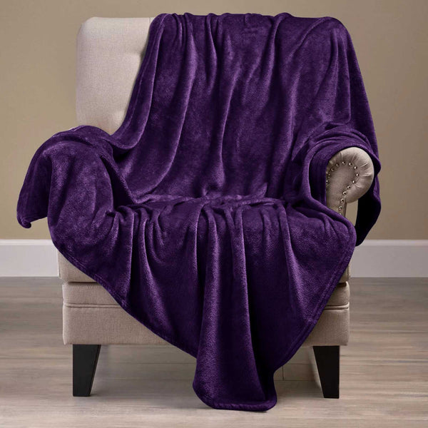 Shaggy Blanket solid pattern Purple