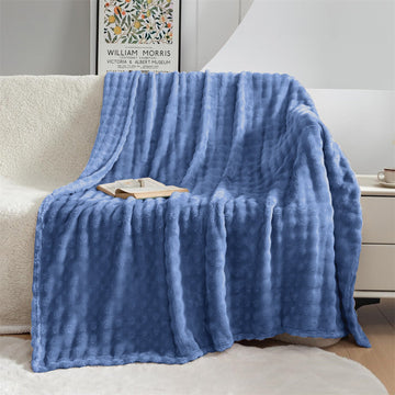 Blanket Bubble Fuzzy Super Soft Fur-Aqua Blue