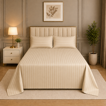 300TC SATEEN STRIP BEDSHEET
