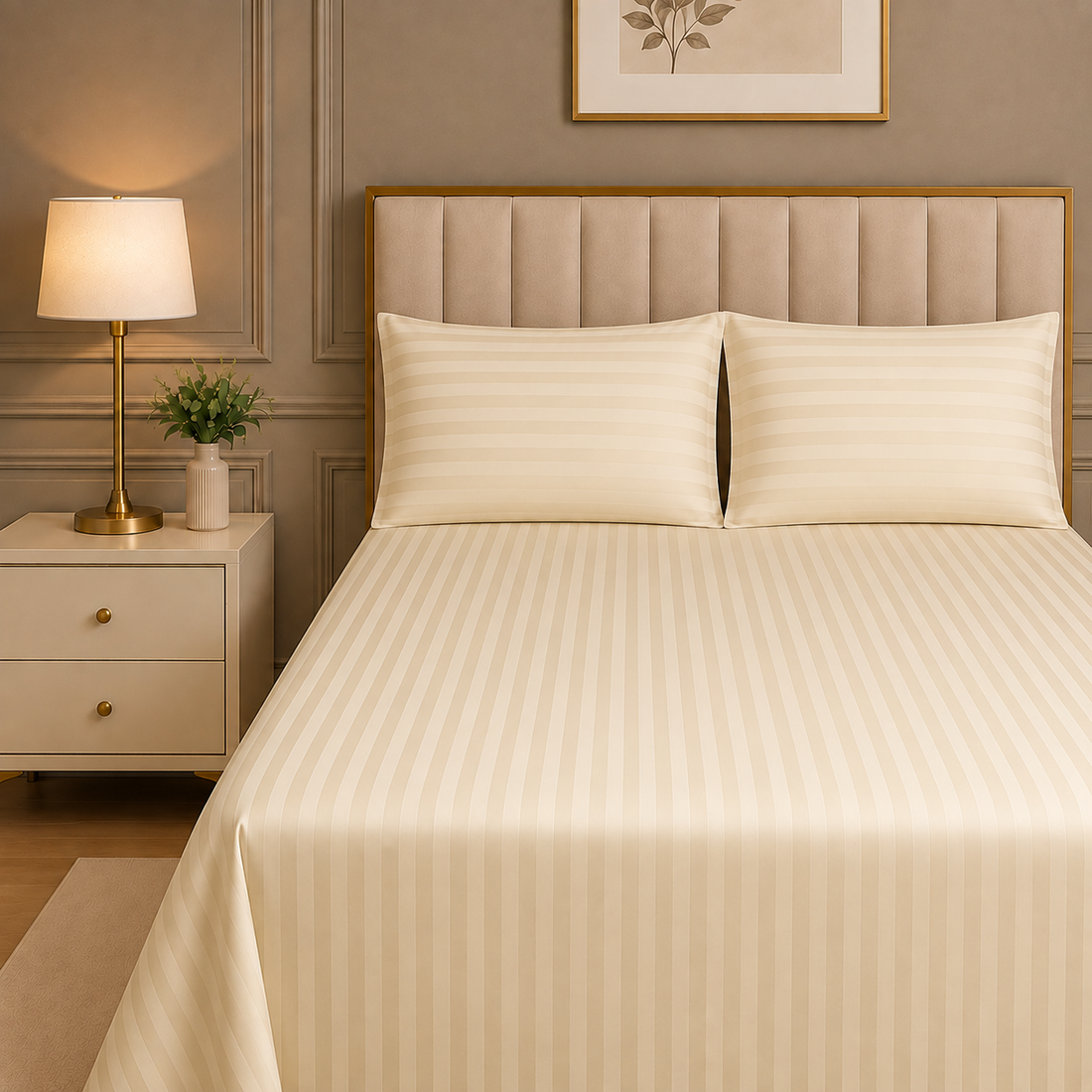 300TC SATEEN STRIP BEDSHEET